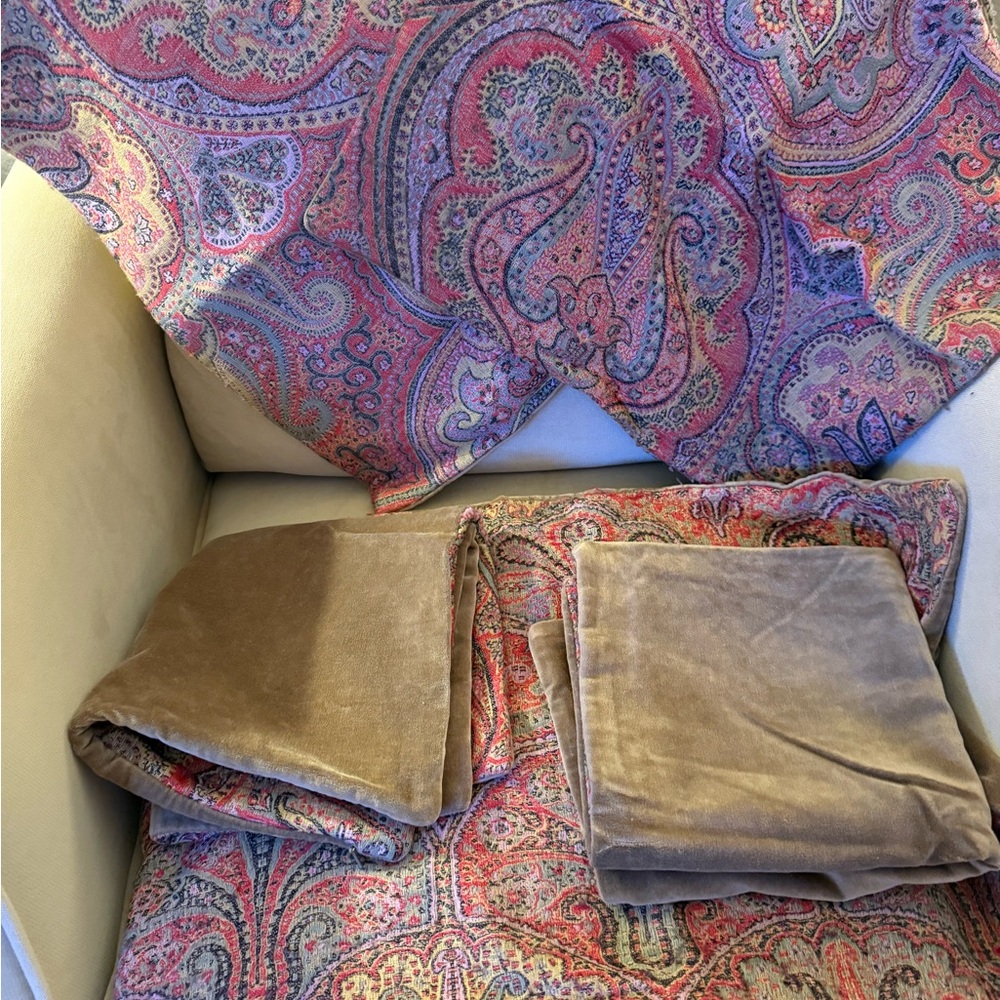 Set of 5 Pottery Barn Jacquard Paisley and Velvet Pillow Covers - Multicolor